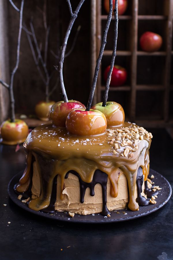 Salted Caramel Apple Snickers Cake | halfbakedharvest.com @hbharvest #sweet #dessert