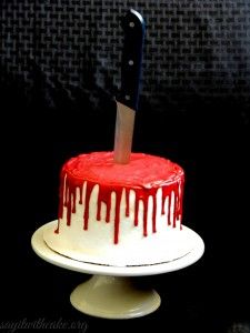 Everyone at your Halloween party will be dying to taste a slice of this bloody Halloween cake.