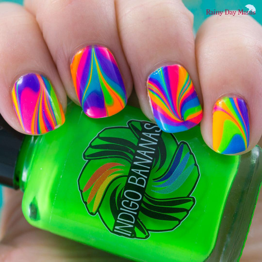 I’m late to this craze! Neon water marble with Indigo Bananas “Neon, the 10th Element” set.