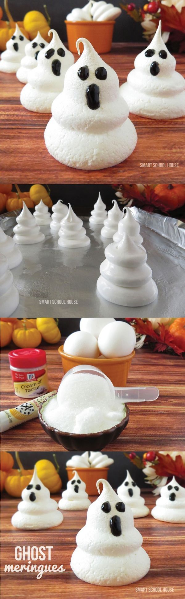 Ghost Meringues for Halloween! Only 3 ingredients and so easy to make. Perfect Halloween Recipe!