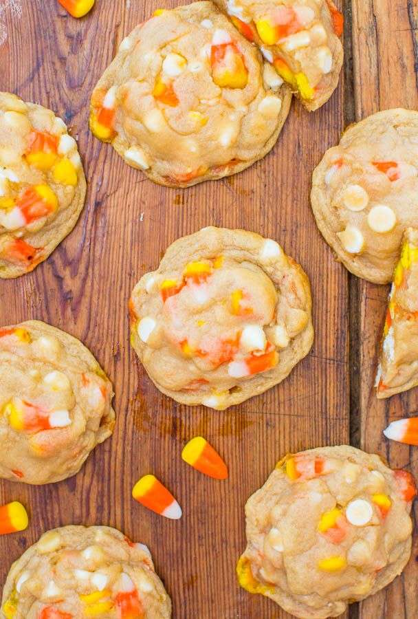 white chocolate chip and candy corn cookies