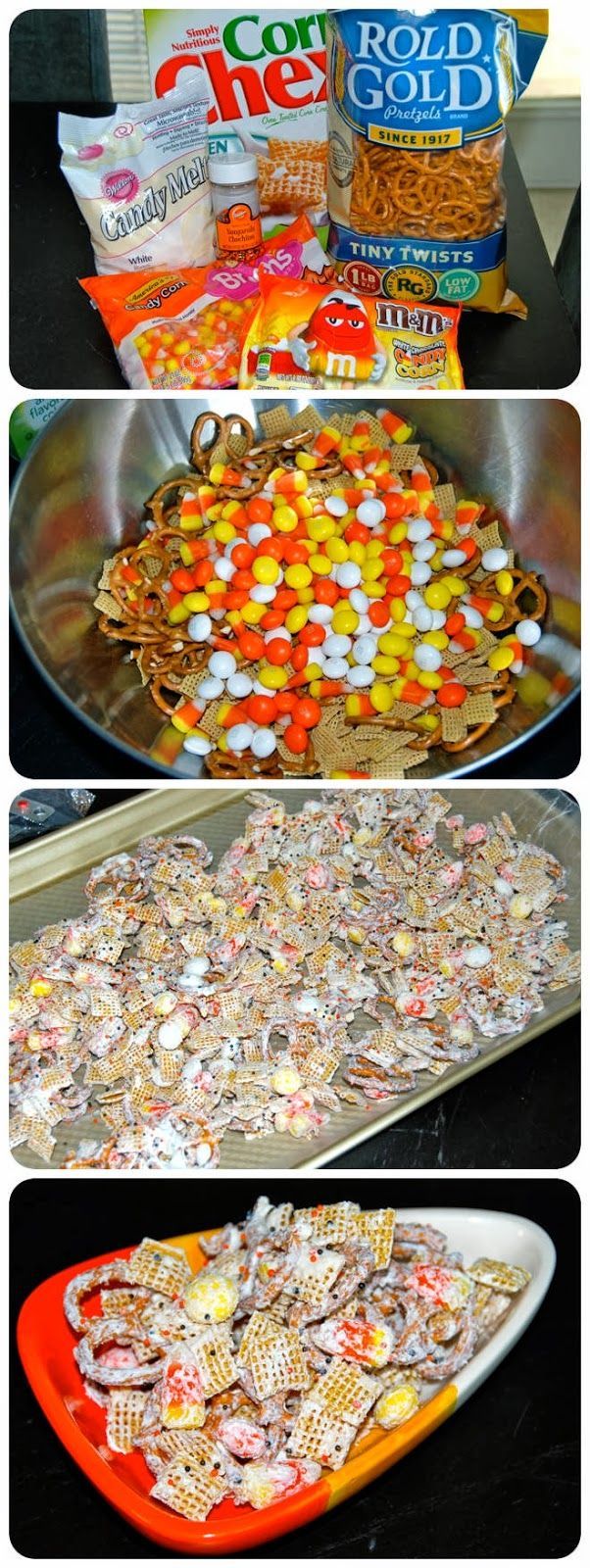 Normal Recipe: Halloween Chex Mix, only I will use regular M&M's. I don't like the candy corn flavor.
