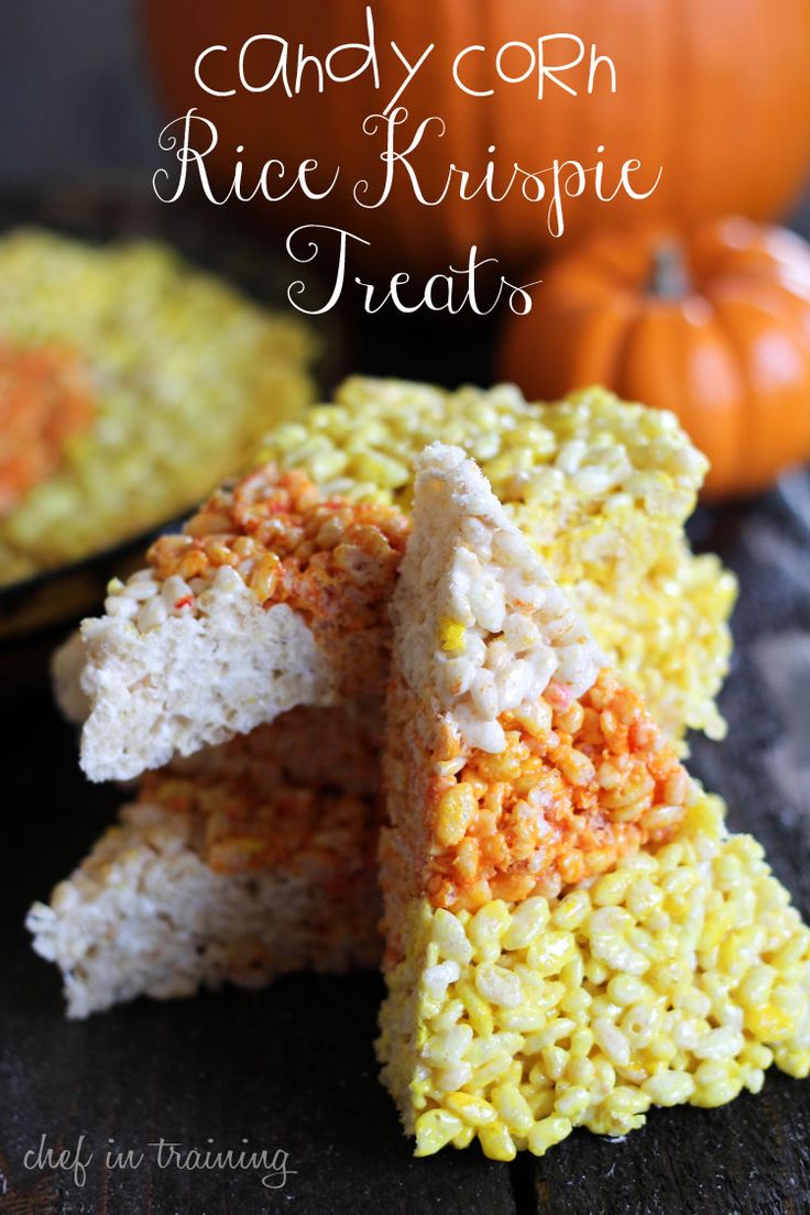 Candy Corn Rice Krispie Treats! SO EASY and the perfect treat to bring to any Halloween party!