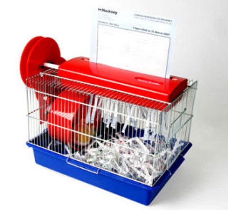 Hamster cage paper shredder