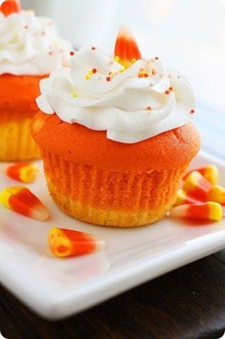 Candy Corn Cupcakes  #fall #dessert #treat #sweet #candycorn