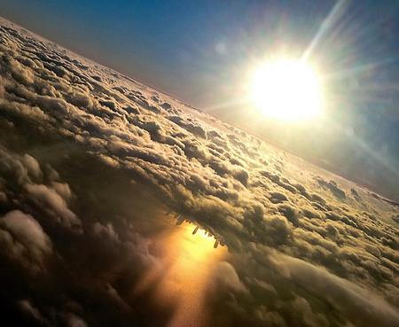 Above Chicago near Lake Michigan.